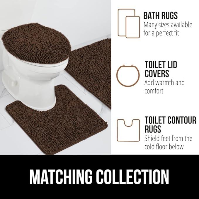 GORILLA GRIP Bathroom Rug Sets, Soft Chenille 2 Piece Area Rugs Set, Toilet Base Mat and 30x20 Carpet, Absorbent Microfiber Washable Mats Dry Quickly, Home Décor and Bath Room Accessories, Brown - ModernBath
