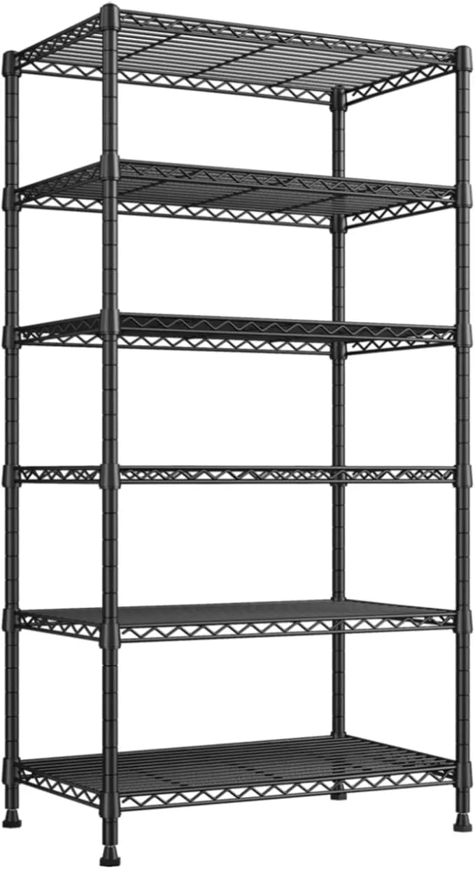 REIBII 6 Tier Shelf Metal Shelving 70"H Storage Shelves Sturdy Wire Rack Shelf Units Adjustable Detachable Storage Shelving Unit for Kitchen Laundry Pantry Garage Commercial 71"H x 21.65"W x 11.8"D - ModernBath