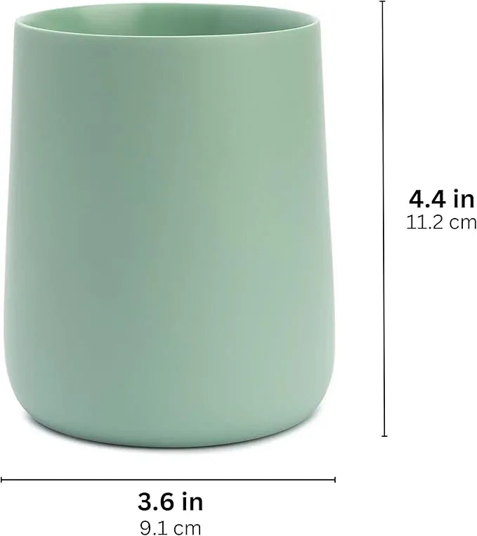 Yew Design Matte Sage Green Toothbrush and Toothpaste Holder and Cup for Bathroom Vanity and Countertop, Round Organizer for Electric Toothbrushes, Floss, Razors, Cotton, and Mouthwash - ModernBath