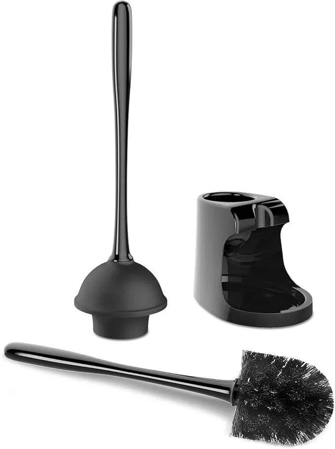 MR.SIGA Toilet Plunger and Bowl Brush Combo for Bathroom Cleaning, Black, 2 Sets - ModernBath