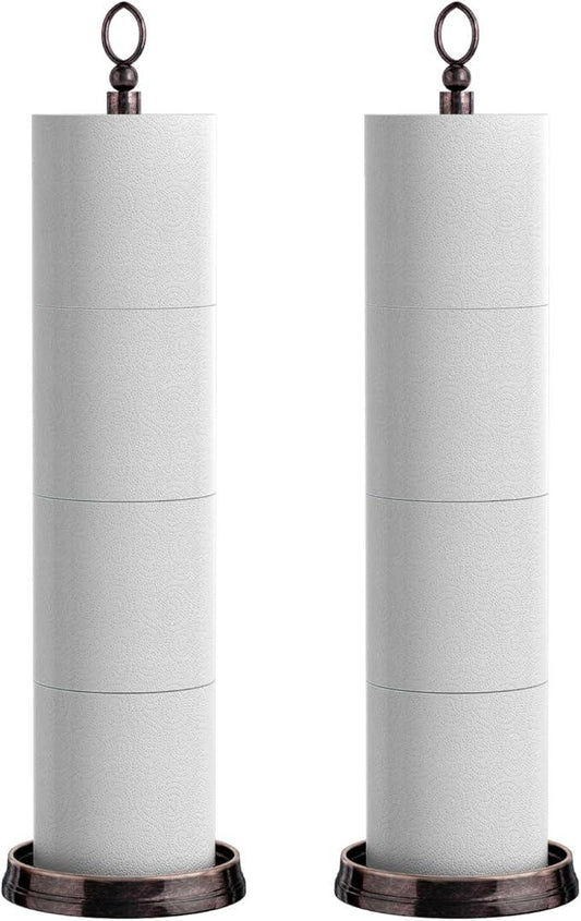 Toilet Paper Holder Stand, Free Standing Toilet Paper Storage for Bathroom, Weighted Base with Reserve for 4 Roll (2 Pack, Oil Rubbed Bronze) - ModernBath