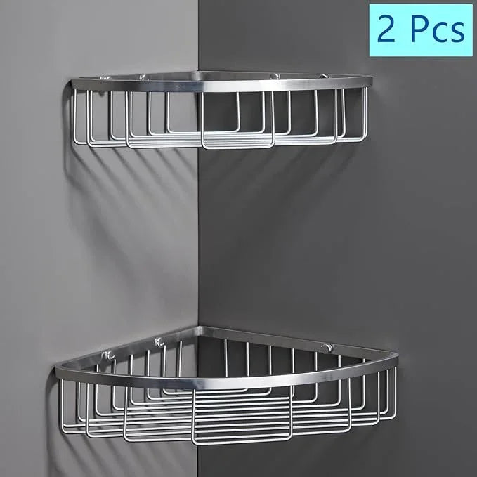 Segistan Corner Shower Caddy Organizer, SUS304 Stainless Steel Heavy Duty Rust-Proof Shelf Shampoo Holder, Wall Mounted Storage Rack for Bathroom Kitchen, 2 Packs Brushed Nickel - ModernBath