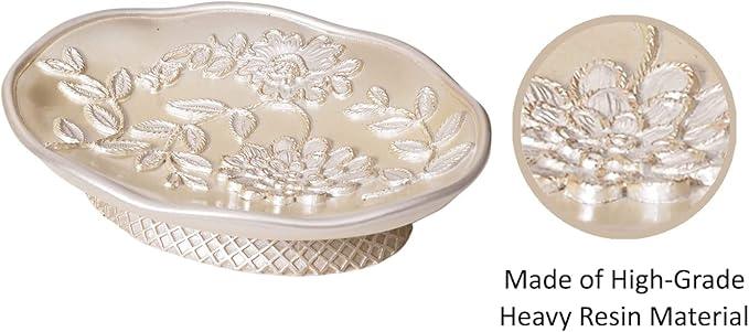 Zahari Home 4pc Rose Vine Bathroom Accessories Sets Lotion Pump, Tumbler, Tooth Brush Holder and Soap Dish Unique Design Beige Bathroom Set - ModernBath