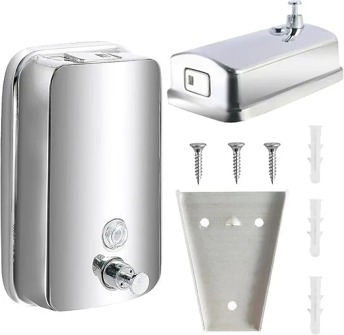 34 oz/1000ml Stainless Steel Commercial Soap Dispenser Wall Mount, Hand Soap Dispenser for Bathroom, Refillable Soap Liquid Dispenser for Bathrooms Kitchen Restaurants Hotel Hospitals - ModernBath