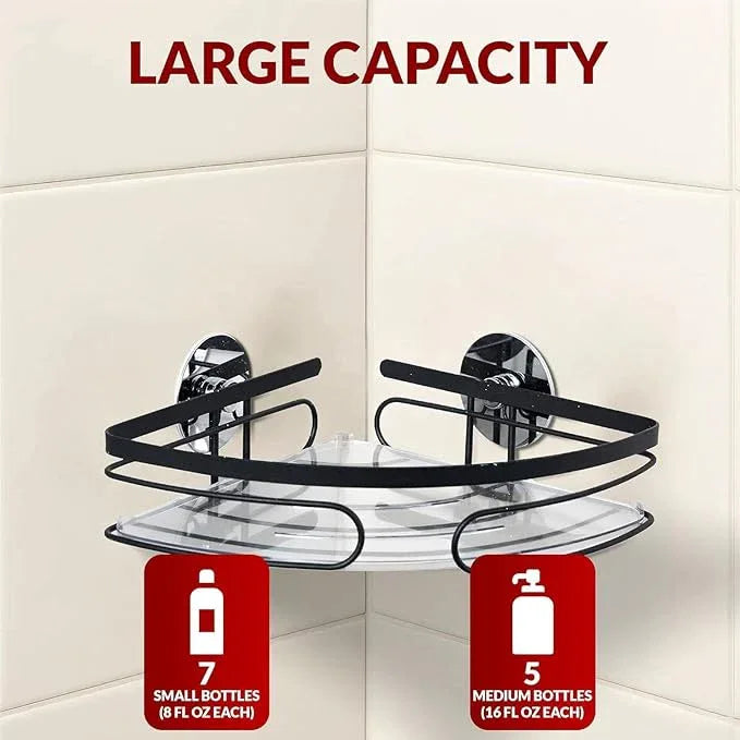 2-Pack Corner Shower Caddy - Rustproof Premium Metal Shelves with Adhesive Pads, No Drilling Required, Hanging Bathroom Organizers and Storage - Black - ModernBath