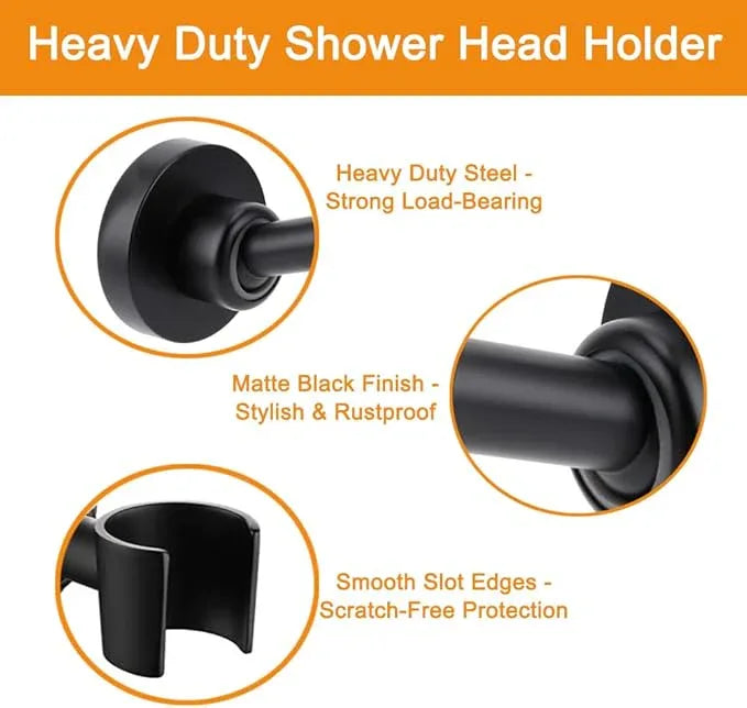 Shower Head Holder All Metal Handheld Shower Wand Bracket Adjustable Handheld Shower Head Holder Wall Mount Shower Wand Bracket Matte Black Finished - ModernBath