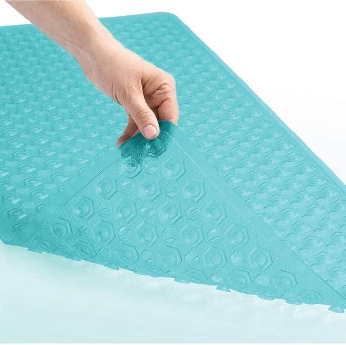 GORILLA GRIP Patented Square Shower Stall Mat, Small Bathtub Floor Mats for Stand Up Showers, Suction Cups and Drainage Holes, Machine Wash, Soft on Feet, Bathroom Accessories 21x21 Inch, Turquoise - ModernBath