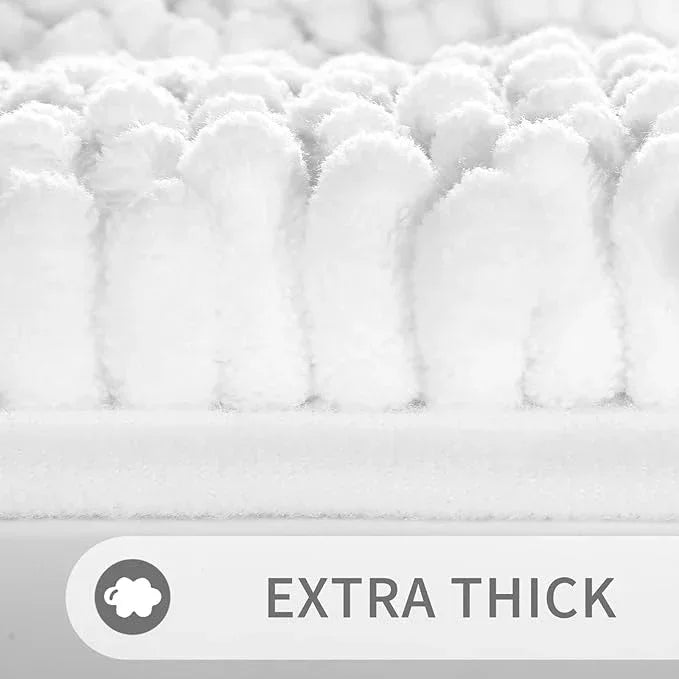 Yimobra Toilet Rugs U Shaped Washable 24 x 20, Non Slip and Super Absorbent Toilet Mat, Quick Dry, Ultra Luxury Microfiber Chenille Plush Fluffy Contour Bath Rugs for Toilet Base, White - ModernBath