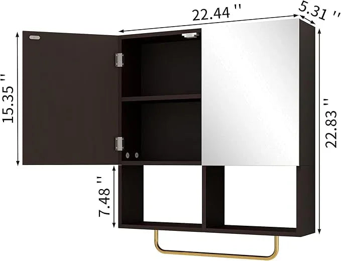 Wall Mounted Storage Cabinet with Mirror & Adjustable Shelves- Bathroom Medicine Cabinet with Towel Bar for Bathroom, Laundary, Enterway,Bedroom - ModernBath