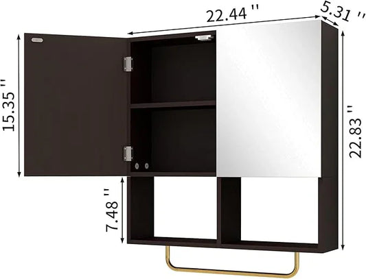 Wall Mounted Storage Cabinet with Mirror & Adjustable Shelves- Bathroom Medicine Cabinet with Towel Bar for Bathroom, Laundary, Enterway,Bedroom - ModernBath