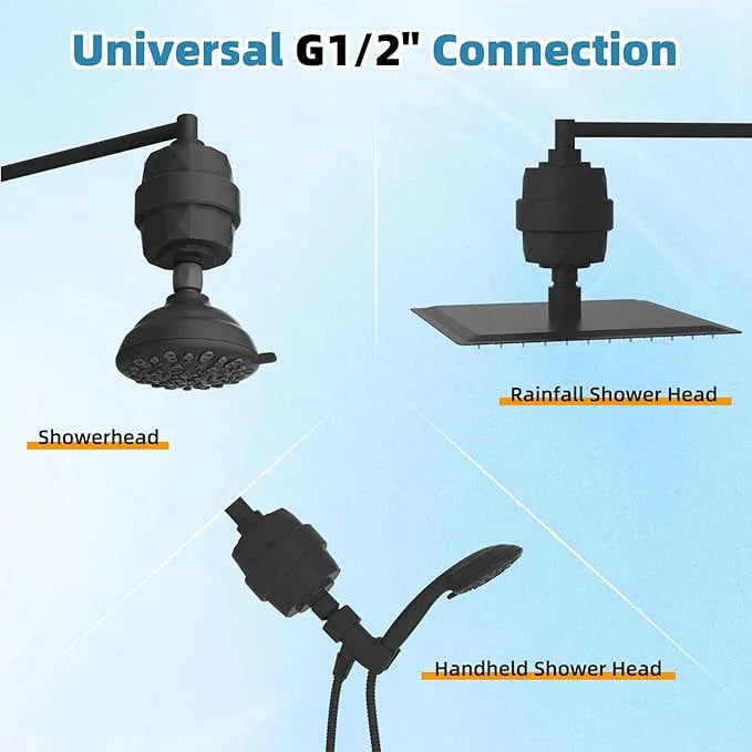 Filtered Shower Head, 10" High Pressure 10-Spray Handheld/Rainfall Shower Head Combo with 20 Stage Shower Filter, 11" Shower Extension Arm, 71" Hose, Shower Head Holder, Matte Black - ModernBath