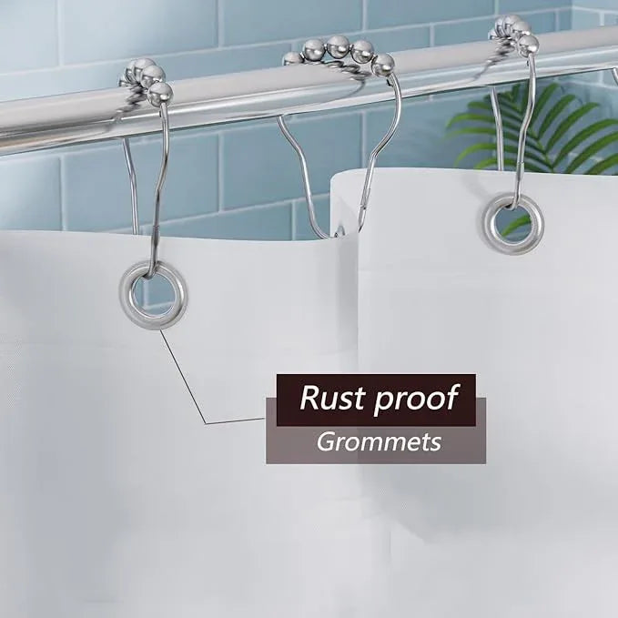 TIKABC Shower Curtain Liner, 4G PEVA Shower Liner, Plastic Waterproof Shower Curtains, with Grommet Holes and 3 Magnetic Weights(White) - ModernBath