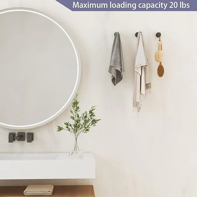 Epock Towel Hooks for Bathrooms Set of 3, Screw-in Stainless Steel Robe Coat Clothes Hook Bathroom & Kitchen Round Style Wall Hooks Rustproof -Blushed Silver - ModernBath