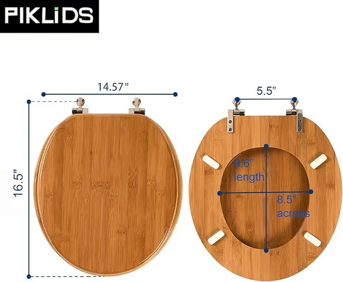 Toilet Seat, Solid Wood, Bamboo, High Gloss Finis, PIKLiDS (Round) - ModernBath