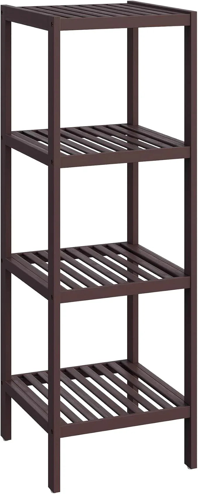 SONGMICS Bamboo Storage Shelf, 4-Tier Shelving Unit, Multifunctional, in the Entryway, Bathroom, Living Room, Balcony, Kitchen, 13 x 13 x 38.6 Inches, Brown UBCB54C - ModernBath