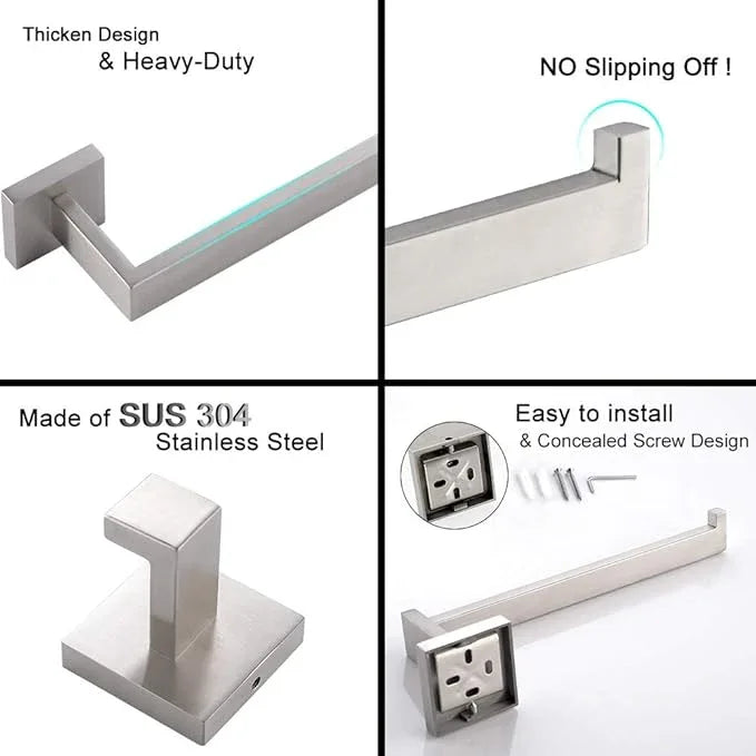 TURS 4 Pieces Bathroom Hardware Accessories Set Brushed Towel Holder Set,Wall Mounted,Premium Stainless Steel.Q7BRP4-40CM - ModernBath