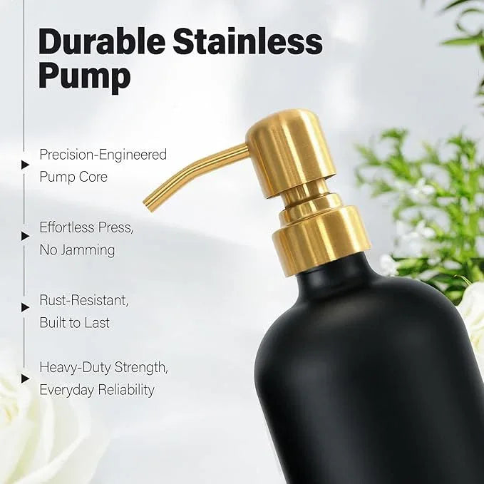 Prus Waso Black Soap Dispenser for Kitchen Sink, Hand and Dish Soap Dispenser with Stainless Steel Pump, Perfect for Gold Kitchen Accessories. (Gold & Black) - ModernBath