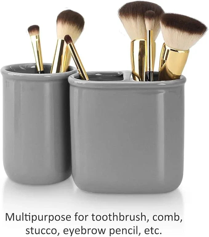 Gray Ceramic Bathroom Accessory Set, Bathroom Accessories Set Includes Soap Dispenser, Toothbrush Holder, Tumbler, Soap Dish, Complete Bathroom Ensemble Sets for Bath Decor, Ideas Home Gift - ModernBath