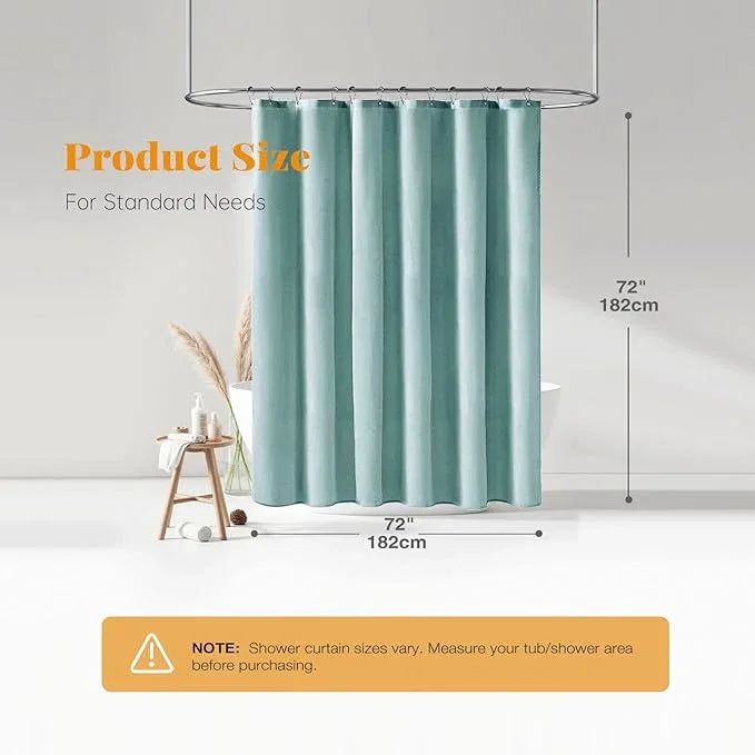 BTTN Teal Linen-Look Shower Curtain, Heavy Duty Waterproof Fabric Shower Curtain Set with 12 Plastic Hooks, Turquoise Simple Hotel Luxury Decorative Cloth Shower Curtain for Bathroom, 72x72 Inch - ModernBath