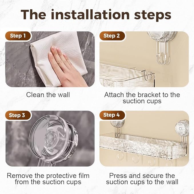 Corrugated Suction Cup Storage Holder, 2026 New Movable Shower Shelf Suction Cup,Shower Caddy Large Capacity Bathroom Organizer,No-Drill Wall-Mounted Storage Shelf (2PCS Clear)