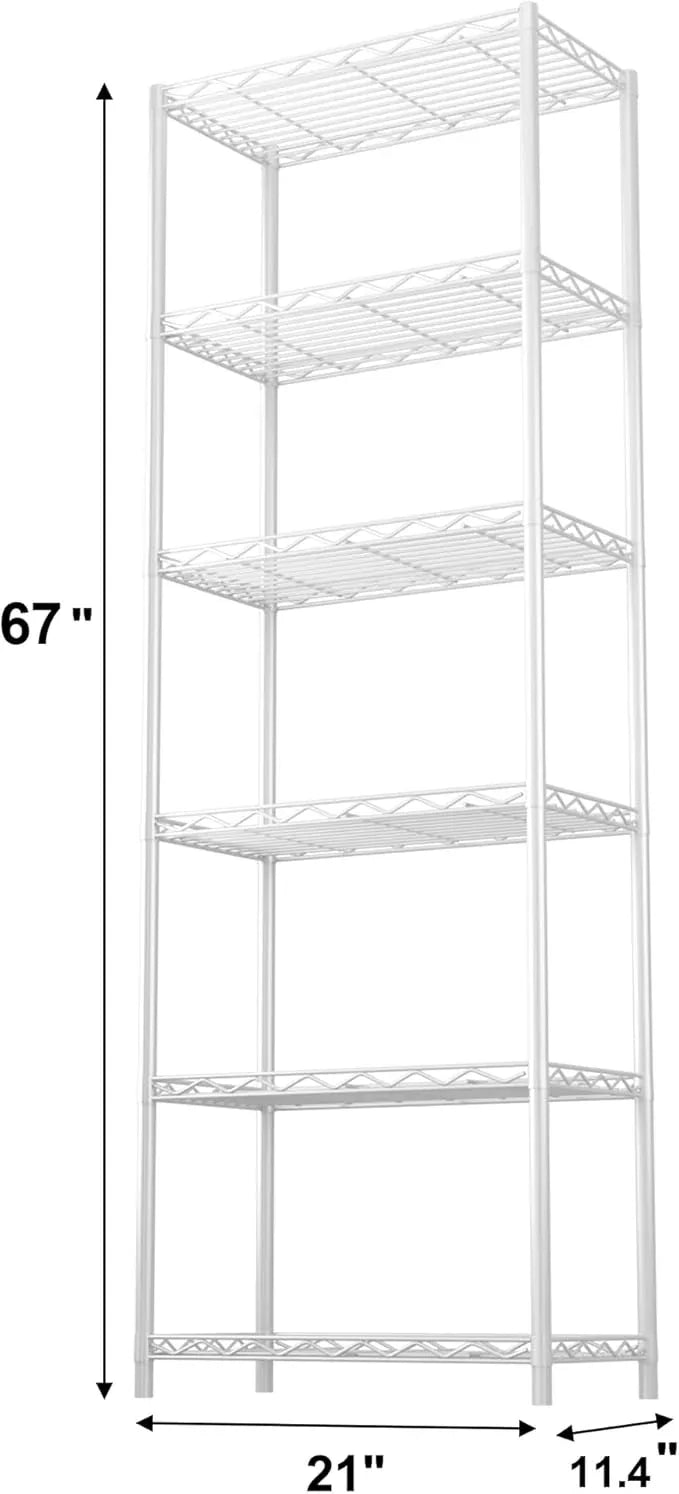 HOMEFORT 6-Tier Wire Shelving, 6 Shelves Unit Metal Storage Rack, Durable Organizer, Perfect for Pantry Closet Kitchen Laundry Organization (White) - ModernBath