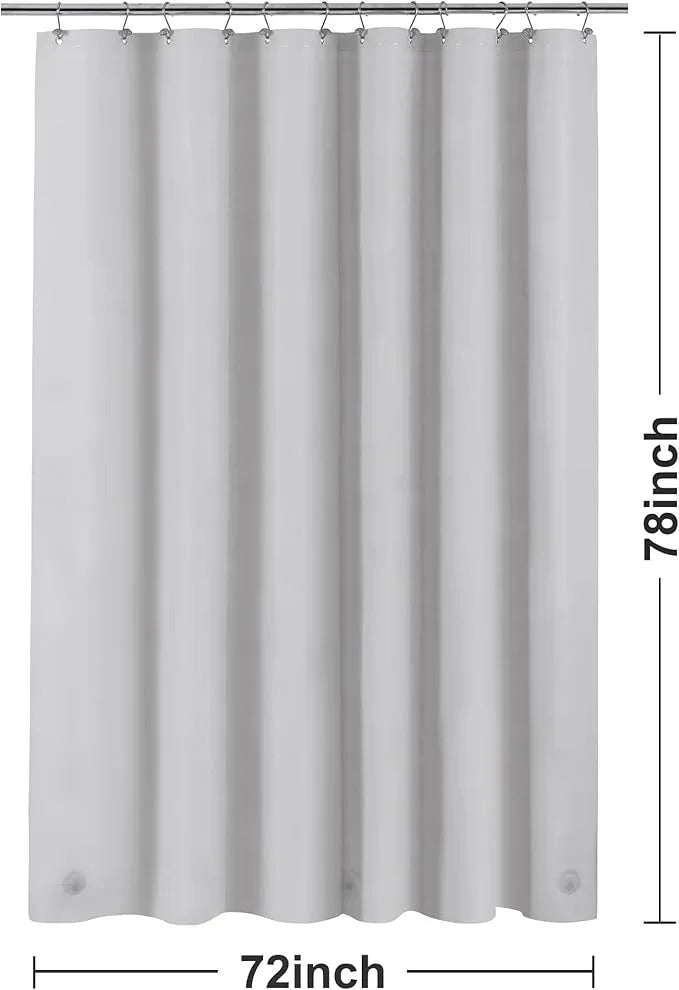 Barossa Design Gray Silver Long Shower Curtain Liner 78" Height - 3 Magnets & Waterproof Lightweight PEVA Shower Liner for Bath Tub, PVC Free, Metal Grommets, Silver Gray, 72x78 - ModernBath