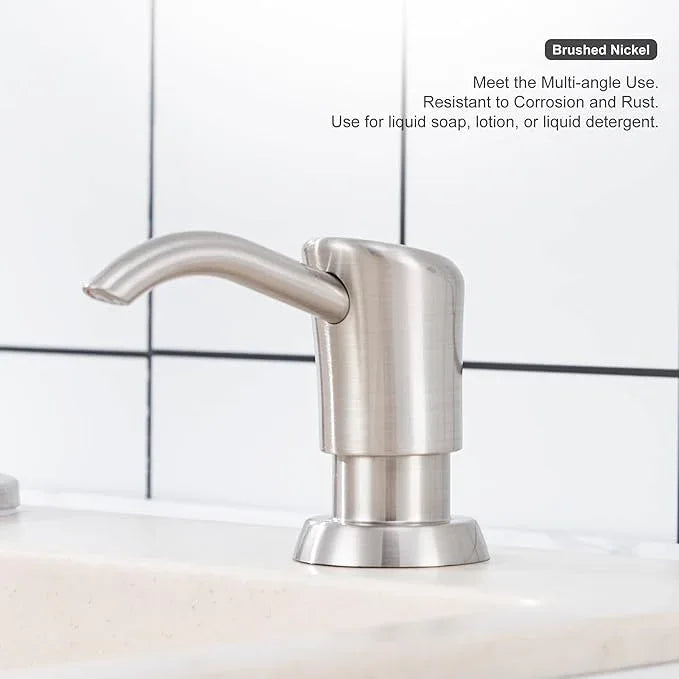 GAGALIFE Built in Counter Soap Dispenser (Brushed Nickel) for Kitchen Sink and Extension Tube Kit, Anti-Leakage Upgrade with 40" Tube No More Top Refill - ModernBath