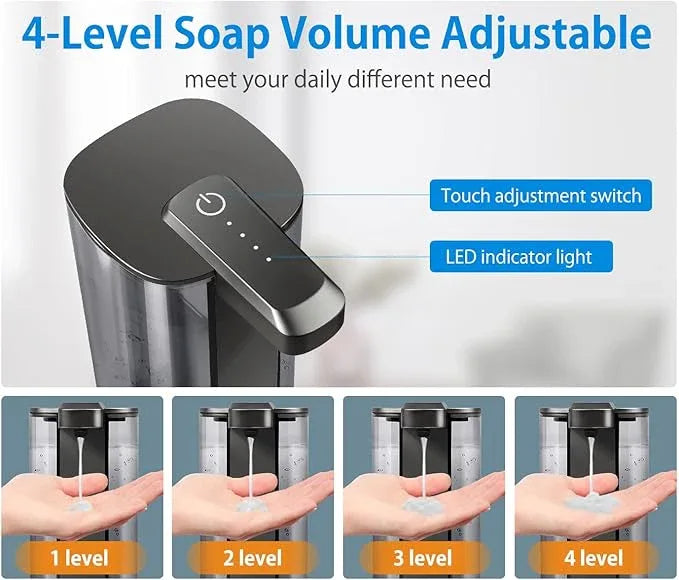 Automatic Liquid Soap Dispenser, Rechargeable, Touchless, 17oz/500ml with 4 Adjustable Soap Levels, Wall Mount & Waterproof, Liquid Hand/Dish Soap Dispenser for Bathroom Kitchen - ModernBath
