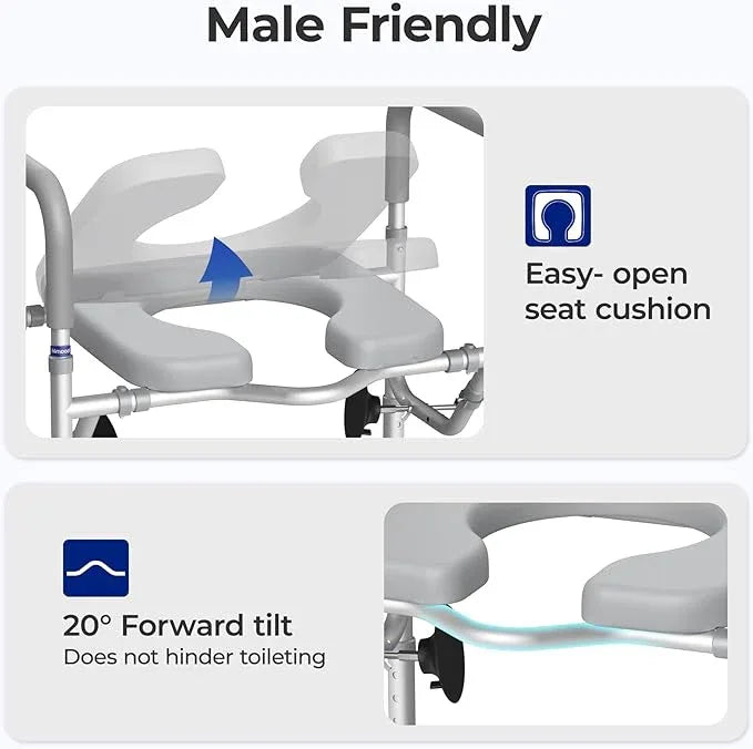 T1 Toilet Seat Riser for Seniors, Raised Toilet Seat with Handles with Adjustable Height Width, 400lb Elevated Commode Chair with Side Clamps, Handicap Toilet Seat for Elderly - ModernBath