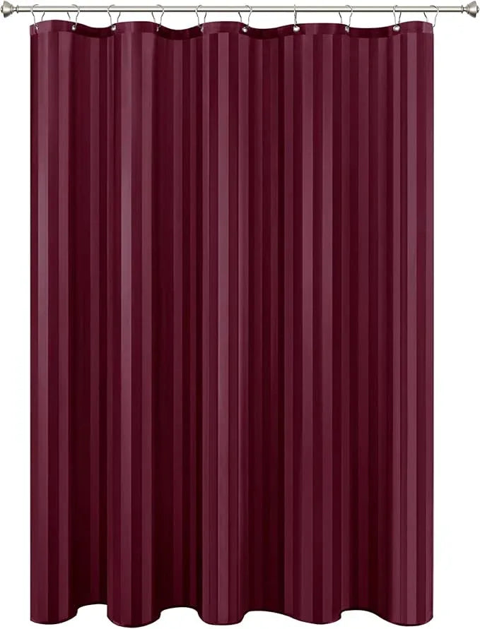 Biscaynebay Fabric Shower Curtain or Liner 72" by 72", Burgundy Water Repellent Damask Stripes Bathroom Curtains Machine Washable - ModernBath