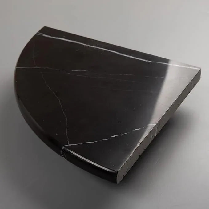 Lovdeco Marble Corner Shelf Wall Mount, Nero Marquina Black Marble Corner Shower Shelf, Polished 9" Round Edge Corner Shelves for Bathroom, Kitchen, Office, Living Room, 1 Piece - ModernBath