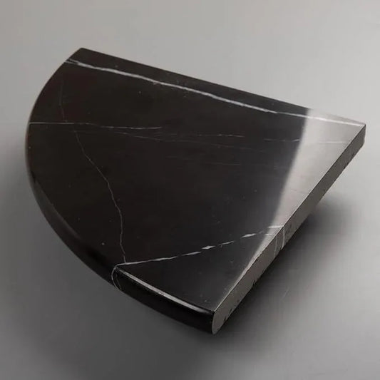 Lovdeco Marble Corner Shelf Wall Mount, Nero Marquina Black Marble Corner Shower Shelf, Polished 9" Round Edge Corner Shelves for Bathroom, Kitchen, Office, Living Room, 1 Piece - ModernBath