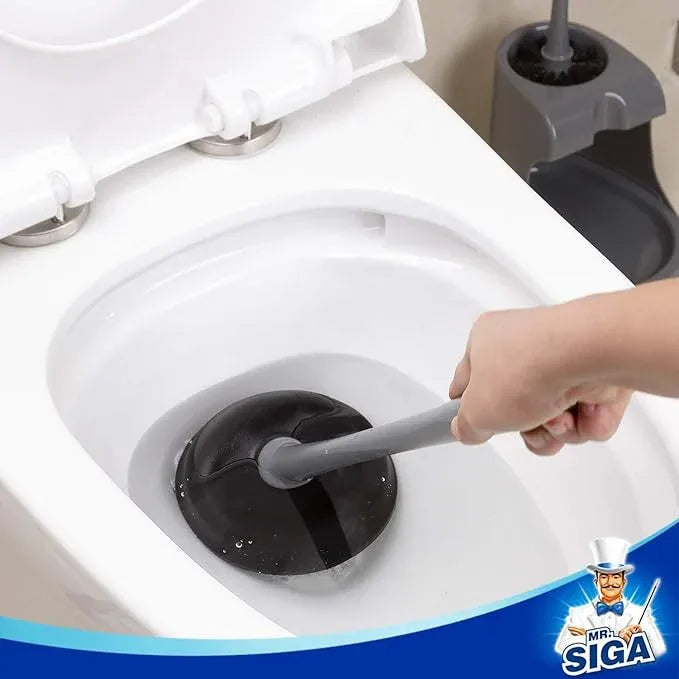 MR.SIGA Toilet Plunger and Bowl Brush Combo for Bathroom Cleaning, Gray, 2 Sets - ModernBath