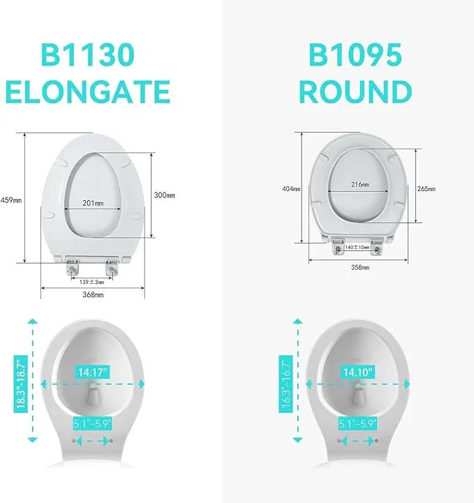 R&T Elongated Toilet Seat B1130, Heavy-Duty up to 400 lbs, Slow Close, Non Slip and Easy to Keep Clean, Easy to Install, White Premium Premium PP Material - ModernBath