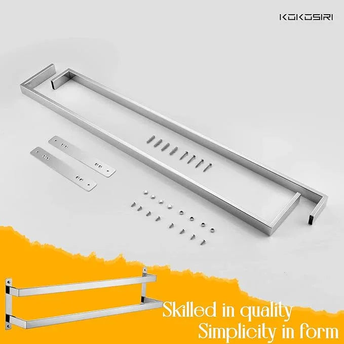 KOKOSIRI Towel Bars Bath Towel Holders 32 Inches Chrome Bathroom 2-Tiers Ladder Towel Rails Wall Mounted Towels Shelves Rack Polished Stainless Steel, B5008CH-L32 - ModernBath