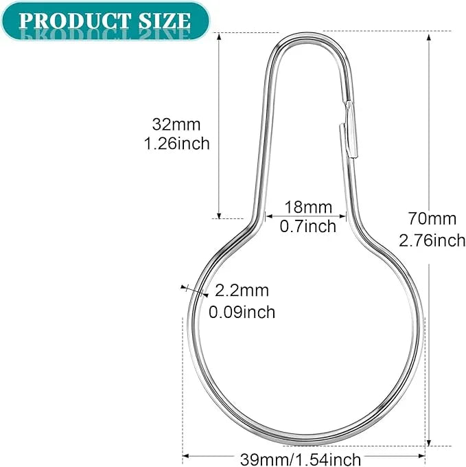 Geetery 150 Pcs Metal Shower Curtain Hooks Rust Proof Reusable Shower Curtain Hangers Multi Functional Stainless Steel Shower Curtain Rings for Bathroom Bedroom Kitchen (Silver) - ModernBath