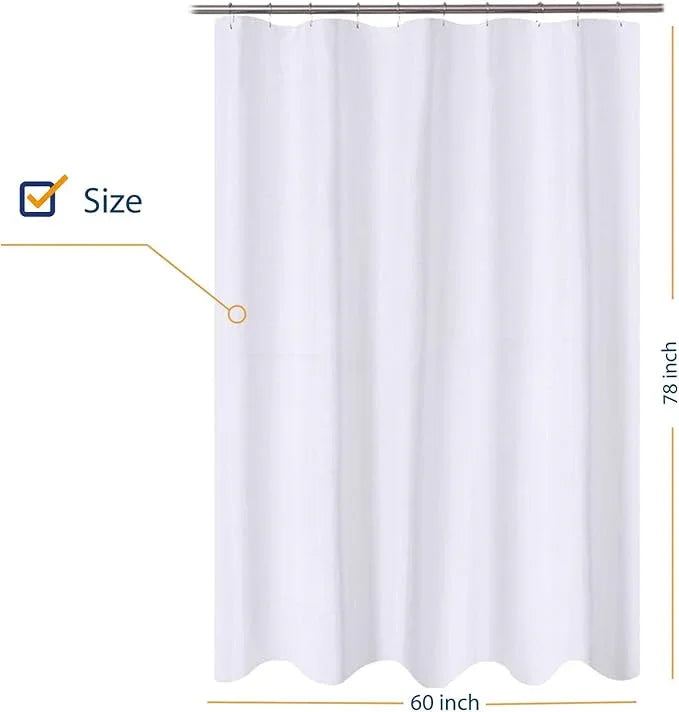 N&Y HOME Fabric Shower Curtain Liner 60 x 78 inch Long Stall Size, Hotel Quality, Washable, Water Repellent, White Bathroom Curtains with Grommets, 60x78 - ModernBath
