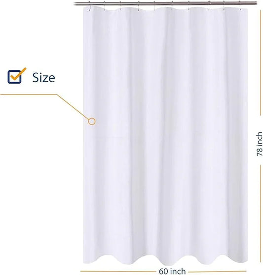 N&Y HOME Fabric Shower Curtain Liner 60 x 78 inch Long Stall Size, Hotel Quality, Washable, Water Repellent, White Bathroom Curtains with Grommets, 60x78 - ModernBath
