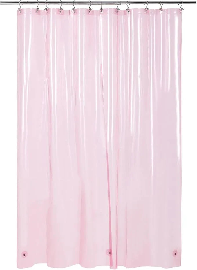 Barossa Design Clear Pink Long Shower Curtain Liner 78" Height - 3 Magnets & Waterproof Lightweight PEVA Shower Liner for Bath Tub, PVC Free, Metal Grommets, Clear Pink, 72x78 - ModernBath