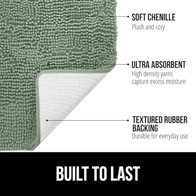 GORILLA GRIP Bathroom Rug Sets, Soft Chenille 2 Piece Area Rugs Set, Toilet Base Mat and 30x20 Carpet, Absorbent Microfiber Washable Mats Dry Quickly, Home Décor and Bath Room Accessories Sage Green - ModernBath