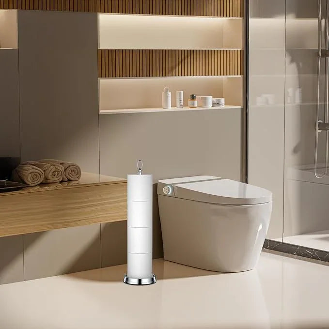 Heavy Weighted Toilet Paper Holder (with Reserve Function) Free Standing Toilet Paper Storage，Spare Toilet Paper Roll Holder Storage Stand for Bathroom Total Height 22.5" ，Chrome - ModernBath