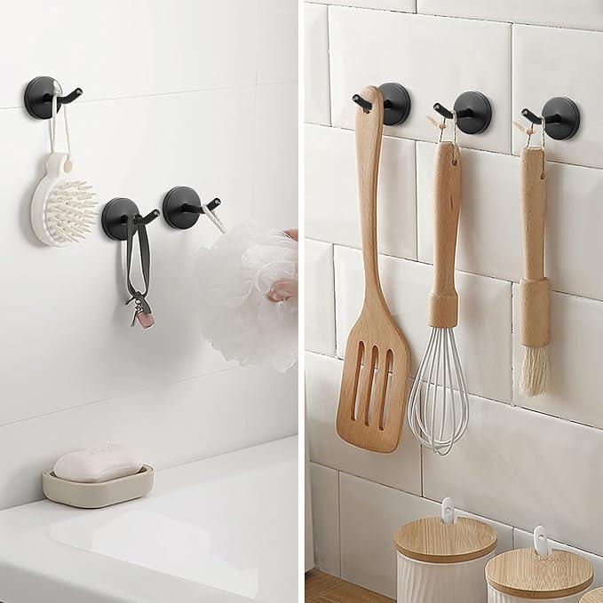 NearMoon Coat Hooks, Wall Mount Hooks for Hanging Hat Hurse Robe, 304 Stainless Steel Heavy Duty Towel Hangers for Bathroom Livingroom Hotel Kitchen Garage, 6 Pack (2 Inch, Matte Black) - ModernBath