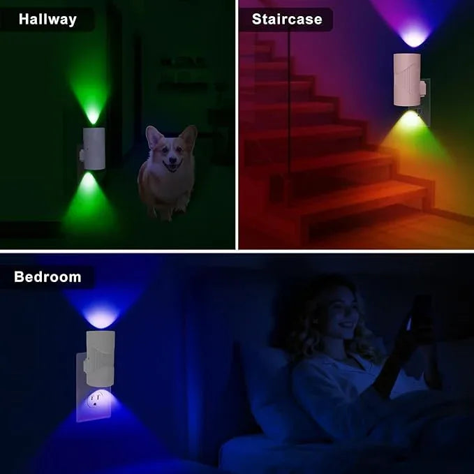 easuntec Night Light, Night Lights Plug into Wall, Color Changing Night Light, Dusk to Dawn Sensor, 8 Light Modes, Dimmable RGB Night Lights for Bedroom Bathroom Hallway Kitchen Stairs (RGB,2 Pack) - ModernBath