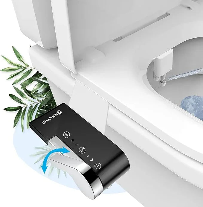 HOPOPRO Toilet Bidet Tank Replacement Cover, Bidet Ultra-Slim Dual Nozzle (Feminine/Rear Wash), Fresh Cold Water Sprayer Toilet Tank Seat for Existing Toilets with Pressure Control, Black - ModernBath