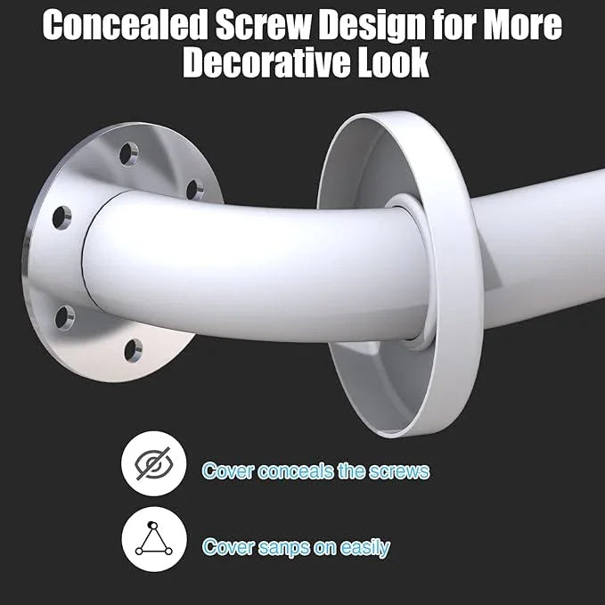 ROTHLEY 12 Inch Grab Bar for Bathtubs and Showers: Stainless Steel Shower Grab Bar Wall Mounted Shower Handle with Concealed Screws for Handicapped Elderly and Seniors (Matte White) - ModernBath