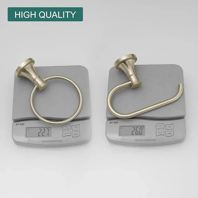 Hoimpro Brushed Nickel 2-Piece Bathroom Bath Set, Wall Mounted Bathroom Hardware Fixture (Towel Ring Holder, Toilet Paper Towel Holder), Bathroom Accessories, Stainless Steel and Zinc Alloy - ModernBath