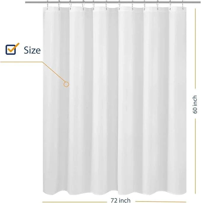 N&Y HOME Short Fabric Shower Curtain Liner 60 inches Long, Hotel Quality, Machine Washable, White Shorter Bathroom Curtains with Grommets, 72x60 - ModernBath