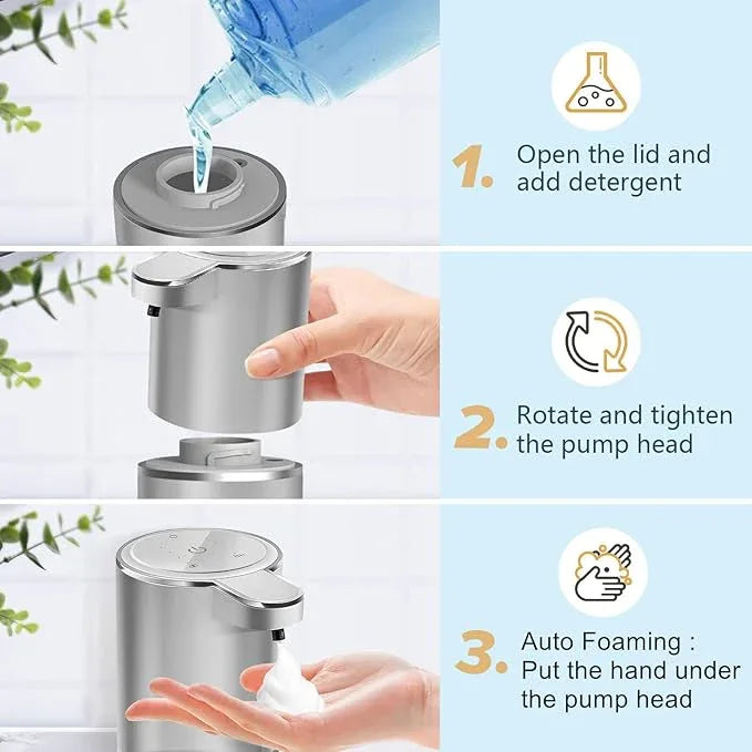 Automatic Foaming Soap Dispenser - Hand Free Pump Touchless Soap Dispenser USB Rechargeable Dispenser with 380ml, 4levels Adjustable Dispenser for Bathroom Kitchen - ModernBath