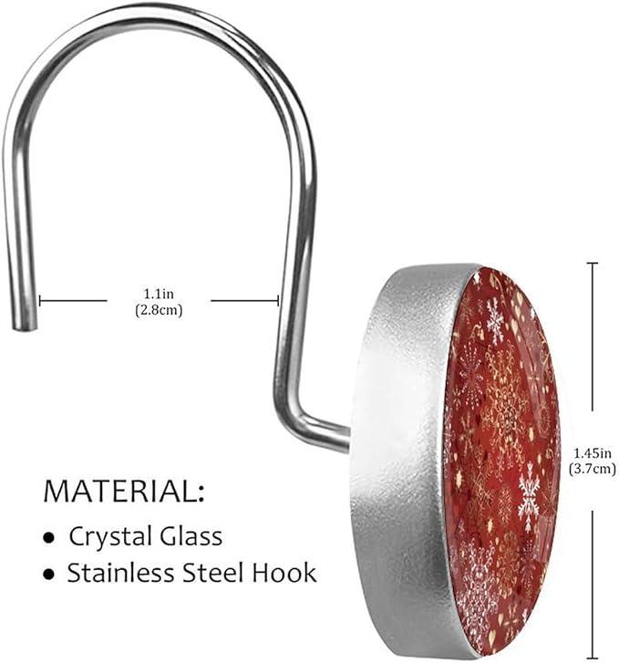 Christmas Snowflake Shower Curtain Hooks12pcs, Xmas Decorative Shower Curtain Hanger Rings Roller, Stainless Steel Round Shower Rings Hangers for Bathroom - ModernBath
