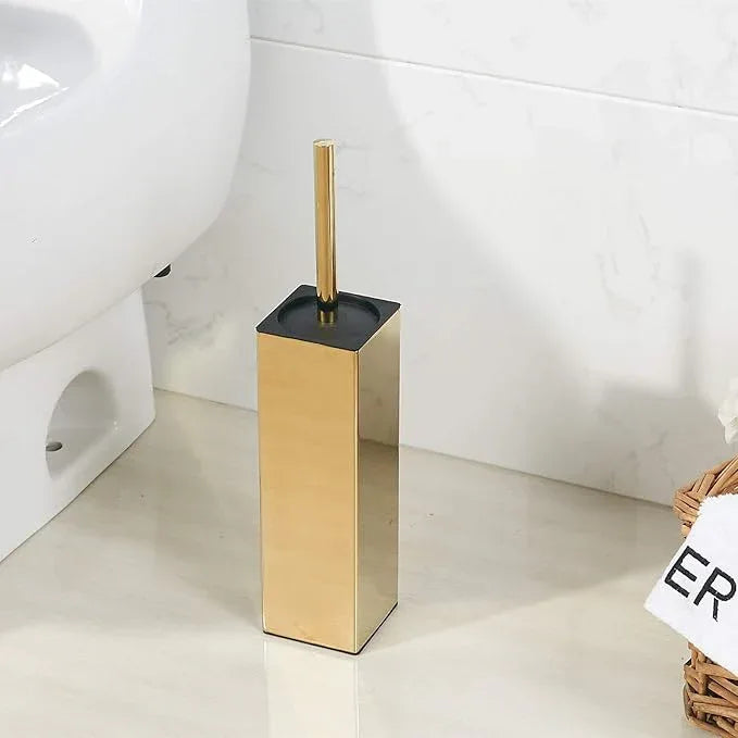 BGL Freestanding Solid Stianless Steel 304 Toilet Bowl Brush and Holder for Bathroom Storage and Organization - Space Saving, Sturdy, Deep Cleaning, Covered Brush (Gold) - ModernBath